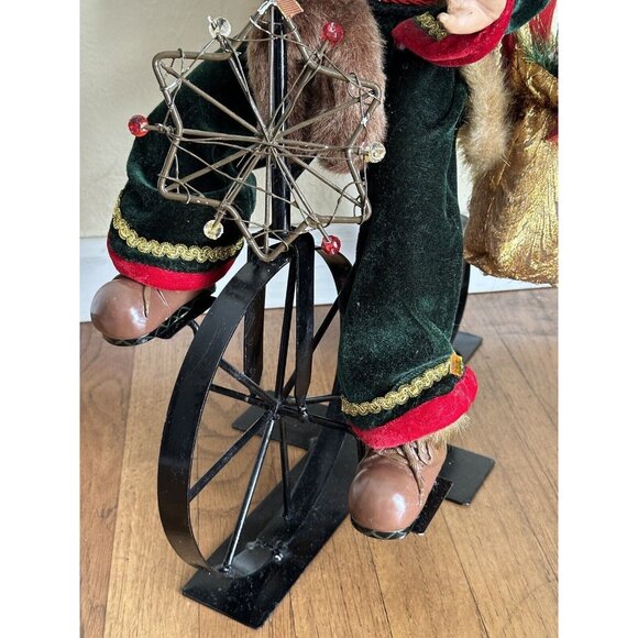 Vtg Old World Santa Claus Riding Bicycle Bike Lg 21” Christmas Decor Composite - Picture 16 of 16